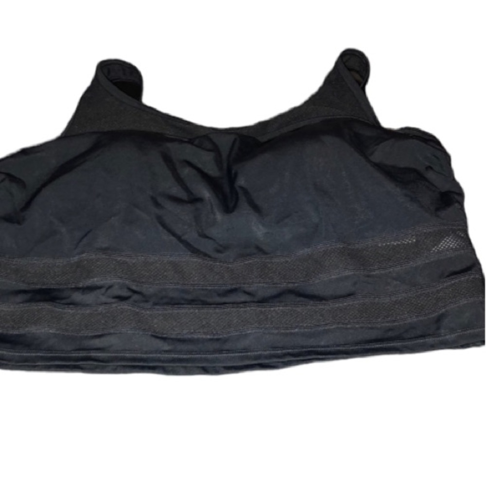 Athleta 40B 40C Black XL tankini sports Bra removable pads sheer detail NWT